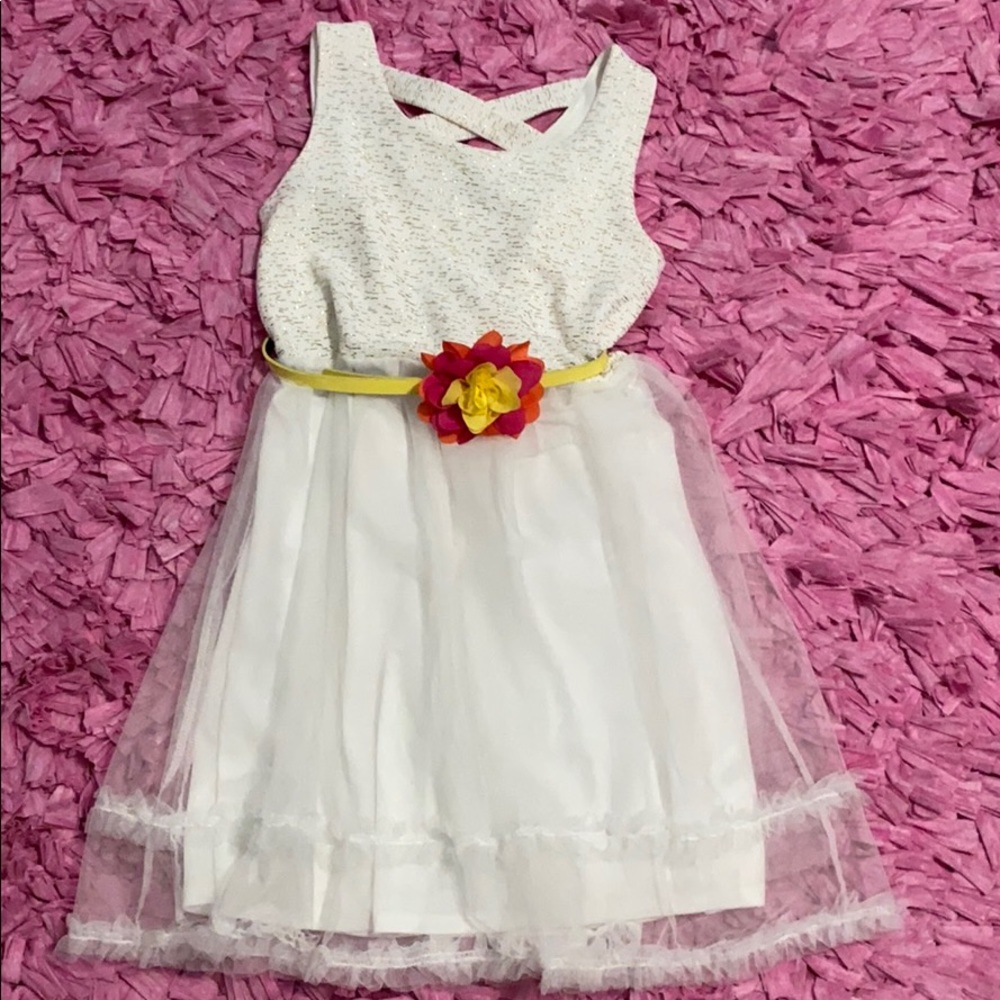 Holiday dress with flower belt